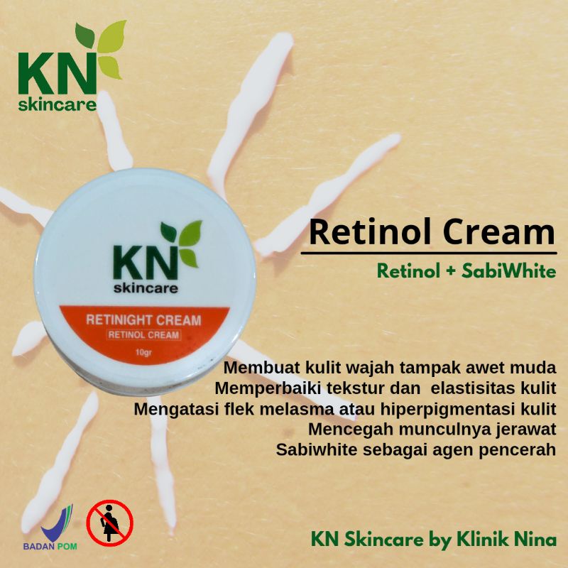KN Skincare Retinight Cream - Retinol krim malam pencerah anti flek
