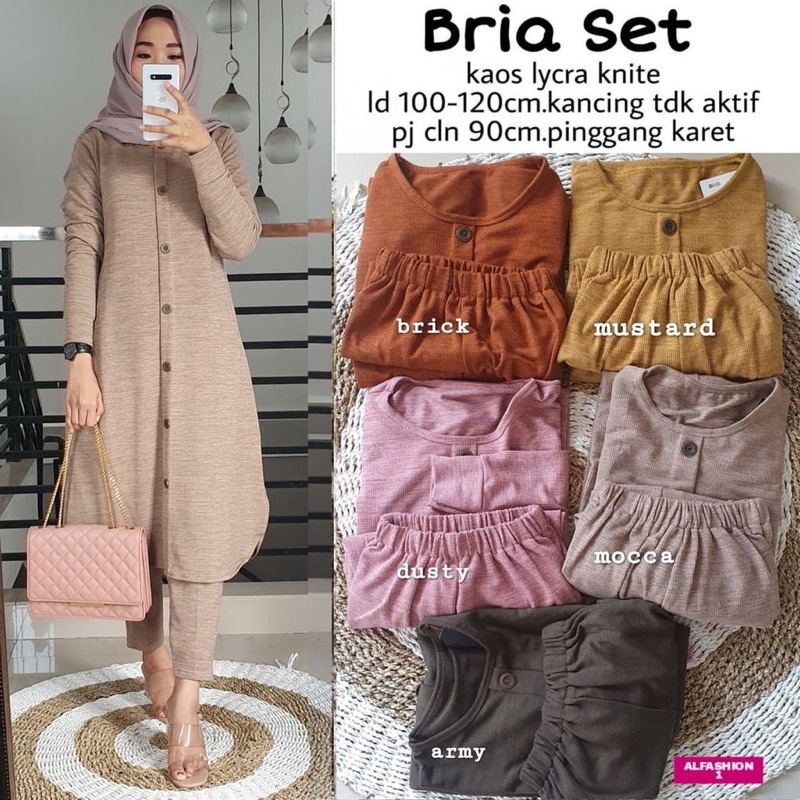 Bria set - Setelan Kaos Lycra Knit Rajut LD102+ SetCel / One Set Rajut / R.4 - 331-6621