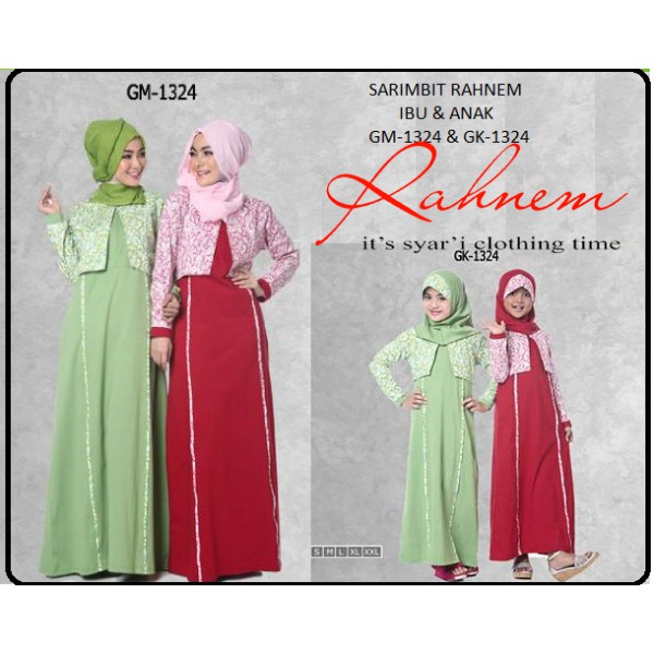 Rahnem Diskon s/d 30% - Gamis GM 1324 & Couple Sarimbit Pasangan Ibu Anak