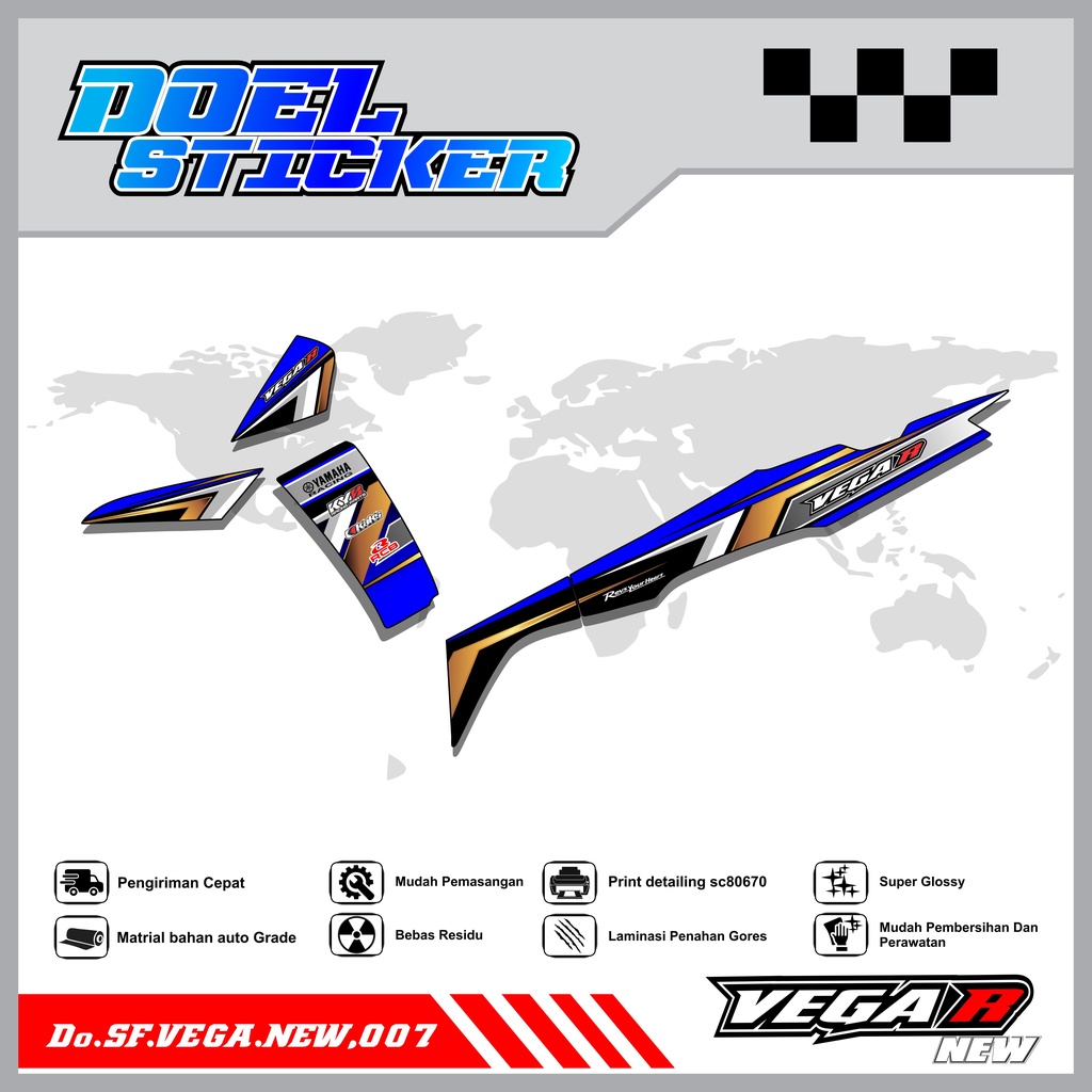 Sticker Striping Vega R New List Variasi Hologram , Crome Doel  007