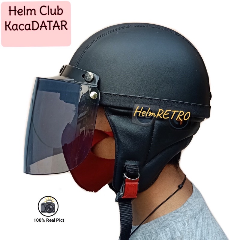 Helm retro chip COKLAT/helm club HITAM/helm bogo/helm kulit/helm klasik