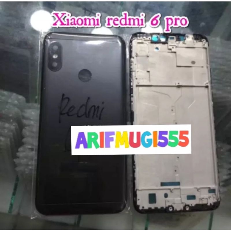 CASING BACK KESING FULLSET BEZZEL FRAME TULANG TENGAH XIAOMI REDMI 6 PRO ORIGINAL