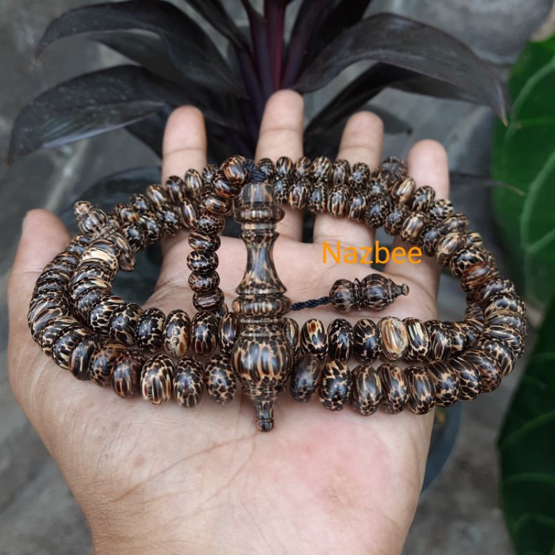 Tasbih 99 Kayu Liwung Macan Model Pipih