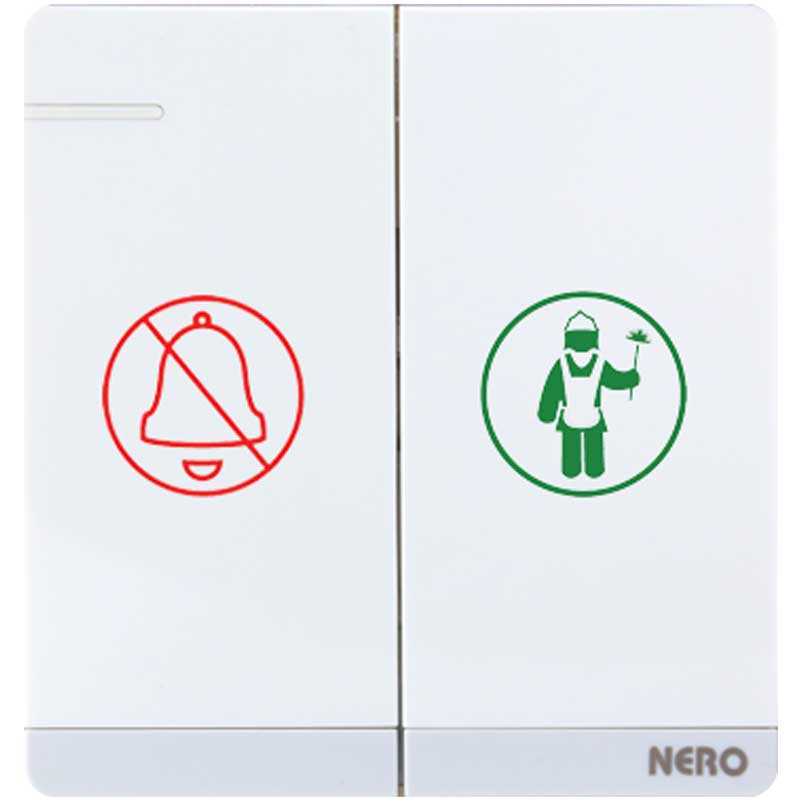 DECORA Q71622-White 2 Gang 2 Way Switch with Fluorescent Locator (with DND &amp; MUR Symbol) NERO