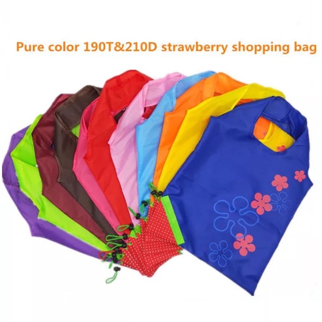 Tas Belanja Lipat Besar Strawberry Shopping Bag Organizer