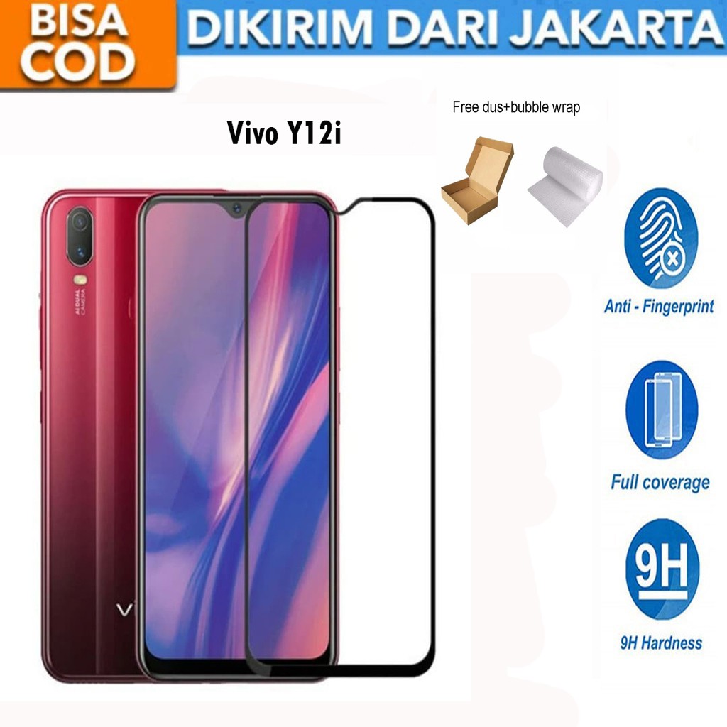 Tempered Glass Vivo Y12i Full Cover / Full Screen Protector Anti Gores