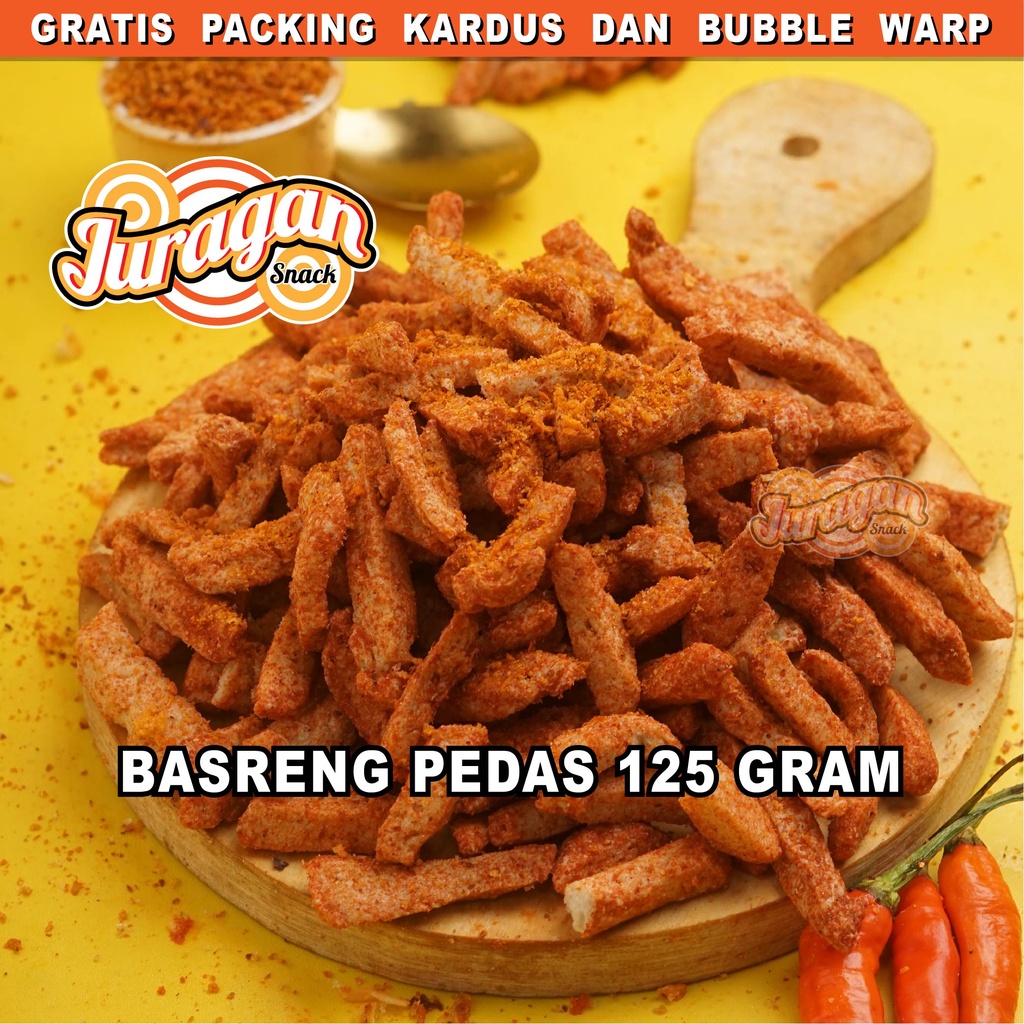 STIK BASRENG PEDAS 125 gram BASO GORENG snack kiloan makanan ringan jajanan cemilan camilan pedas asin gurih murah