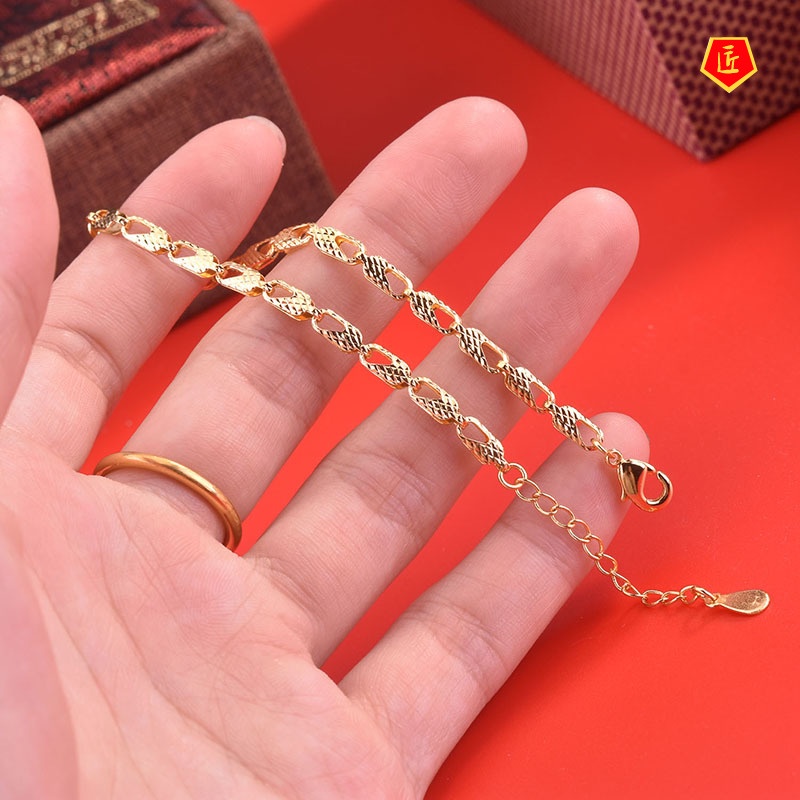 [Ready Stock]Geometric Carven Design Women's Gold Bracelet Temperament