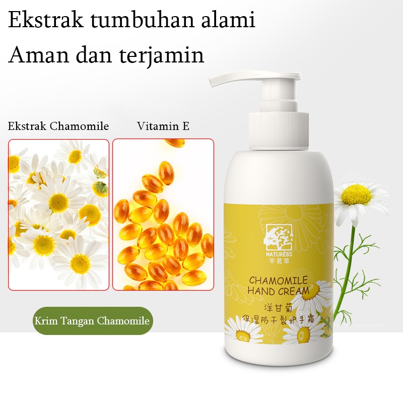 【COD】Chamomile Krim tangan lotion Tabir surya Krim pemutih Krim pelembab 200ml Pemutih Pelembab Whitening Hand Cream Anti Penuaan Kering Keriput Kasar Anti Keriput Krim Melembabkan Kulit Tangan Kaki Kering Kasar Tumit Pecah Moisturizing Lotion