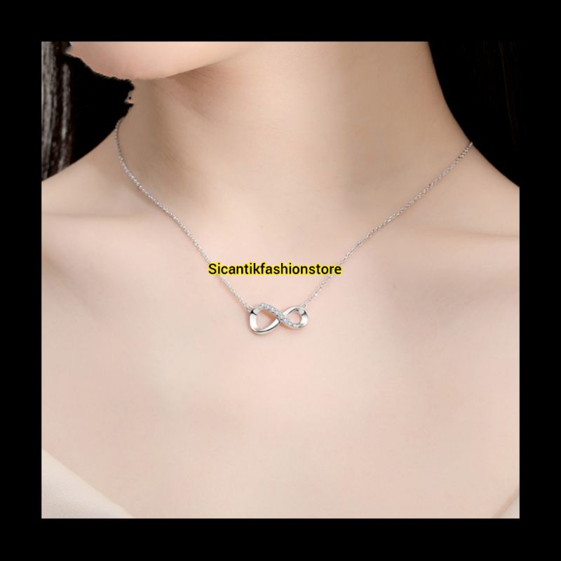 Kalung Titanium Warna Silver Rose Gold  Fashion Wanita Terbaru Terlaris Anti Karat Selamanya Kalung Wanita Silver Kalung Titanium Kalung Titanium