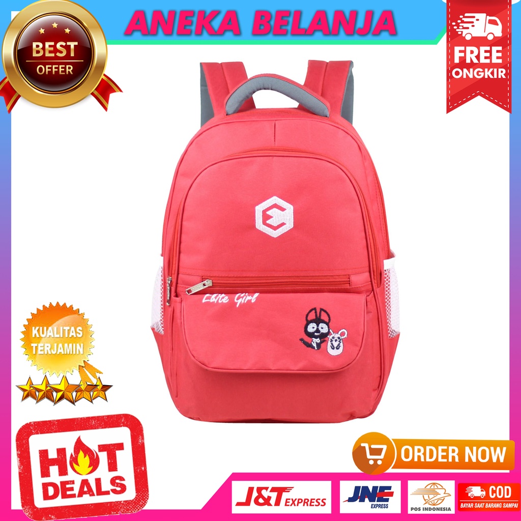 Tas Backpack Sekolah Kerja Wanita Elite Polo Kucing Tikus Original Murah Trendy Berkualitas