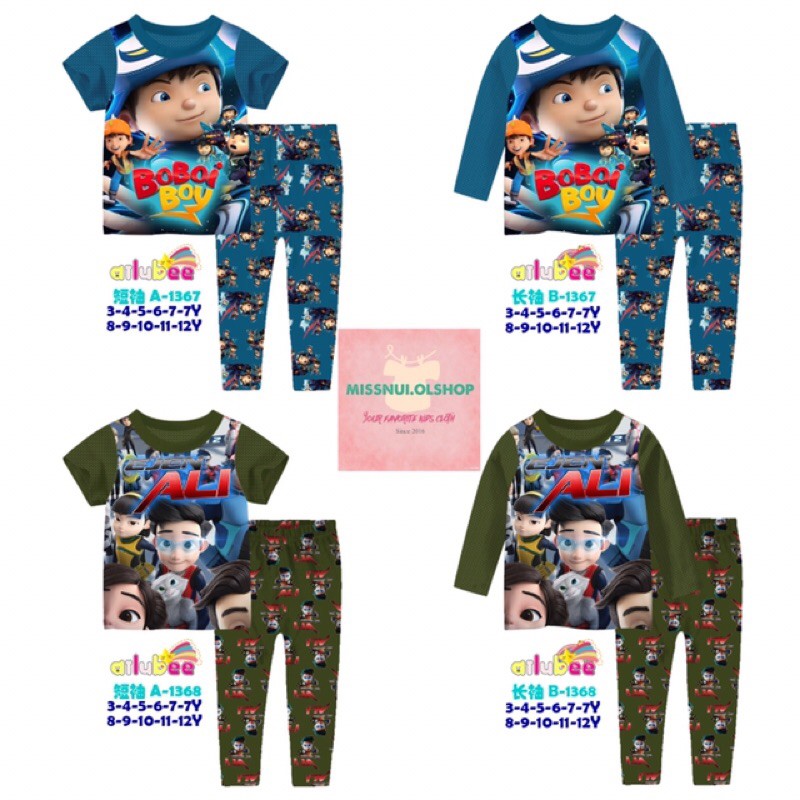 [READY] BAJU TIDUR PIYAMA ANAK IMPORT AILUBEE A B 1367,1368 BOBOIBOY EJEN ALI A B 1475,1476