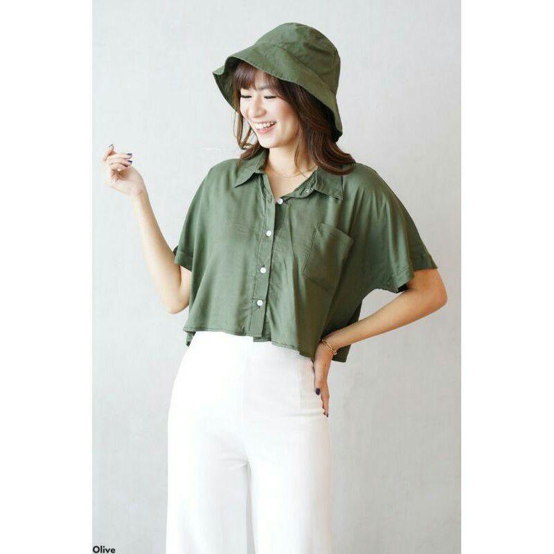 Kemeja Wanita Viscose Crop Shirt-6