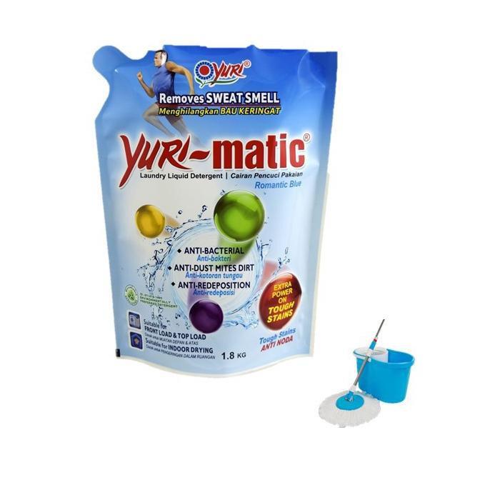 Siap-Kirim Yuri Matic Cairan Pencuci Pakaian Blue Pouch 1,8 kg Produk Terbaik  Ω