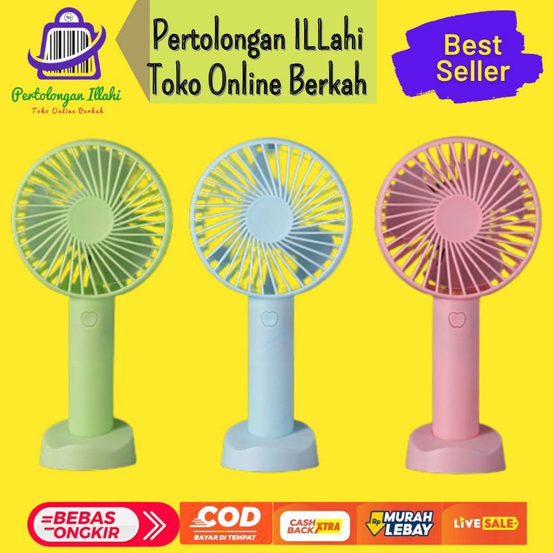 kipas angin portable mini fan gengam bisa berdiri ada dudukan pakai baterai charger