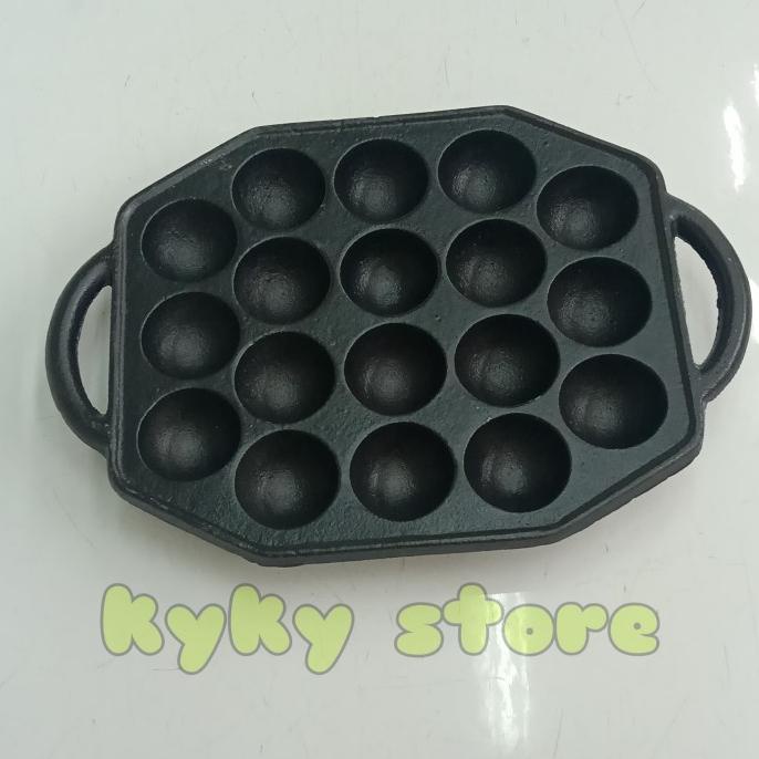 Cetakan Kue Lumpur - Cetakan Takoyaki Pan Cast Iron 18 holes lubang