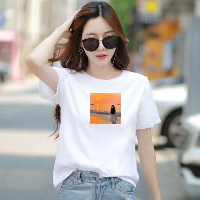 Kaos Wanita SUNSET  Baju Wanita Catton Combed Kaos Oblong Wanita