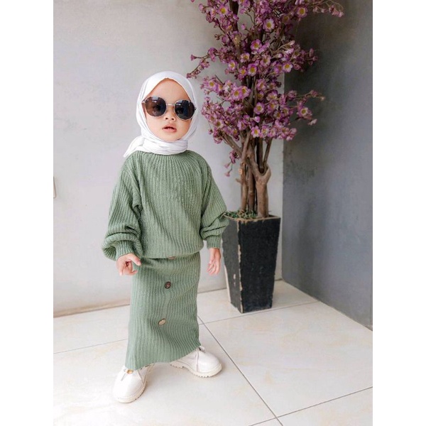 Sweater rajut setelan rok anak perempuan cardigan anak