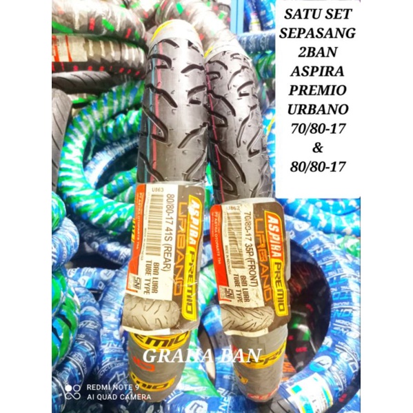 paket hemat sepasang ban Aspira premio 70/80-17 dan 80/80-17 non tubeless ban Honda Astrea ban Supra
