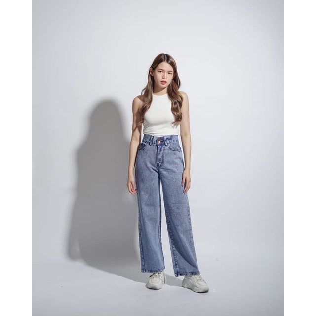 Celana Jeans Highwaist loose snowbiru level up kancing 2