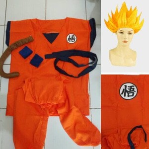 Kostum cosplay dragon ball dewasa halloween Son Goku Super Saiyan full