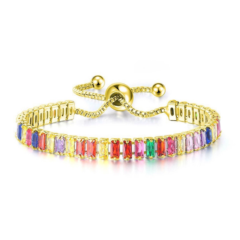 Gelang Rantai Tennis Adjustable Hias Zircon Untuk Wanita