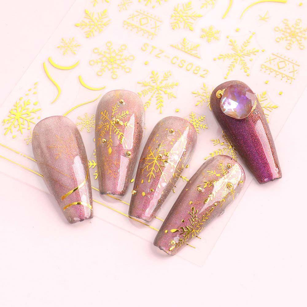 AUGUSTINA Agustina Natal Stiker Kuku Wanita Fashion Cinta Hati Elk Manicure Aksesoris Nail Art Dekorasi