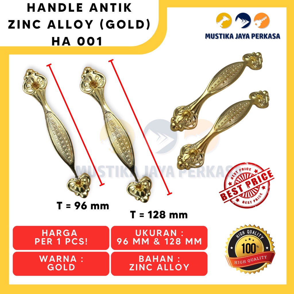 Handle Gagang Tarikan Handel Lemari Laci Antik Unik HA Antique Gold Si