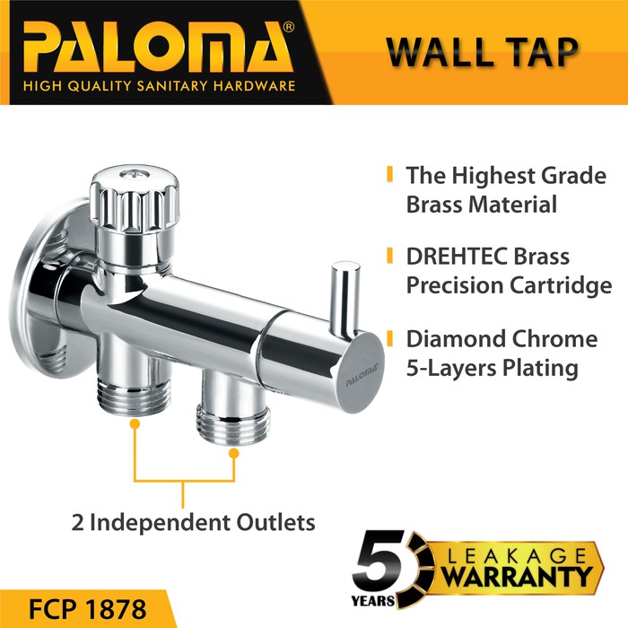 Tap PALOMA FCP 1878 Keran Kran Air Dingin Tembok Wall Stop Cabang