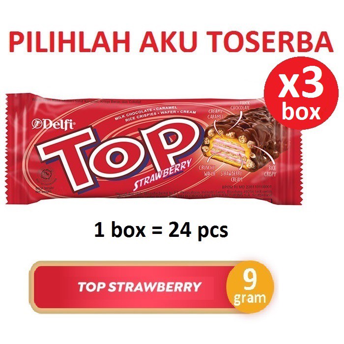 Delfi TOP Strawberry 9 gram isi 24pcs / box - (HARGA 3 BOX LEBIH MURAH)