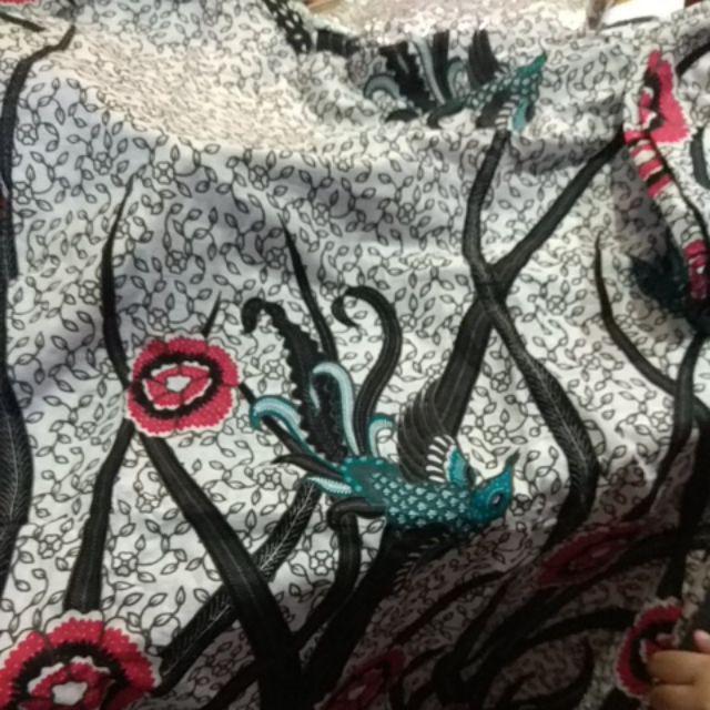 Tunic Batik Motif Ilalang Putih M L Xl Xxl Xxxl