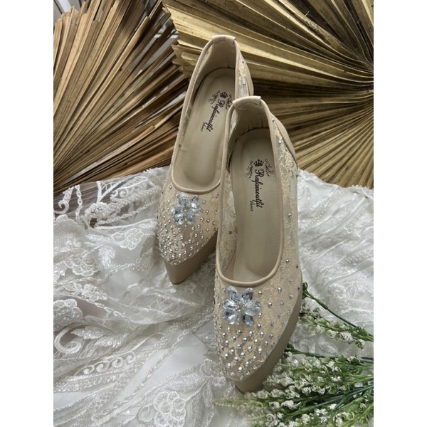 sepatu wanita wedding quinara cream 12cm