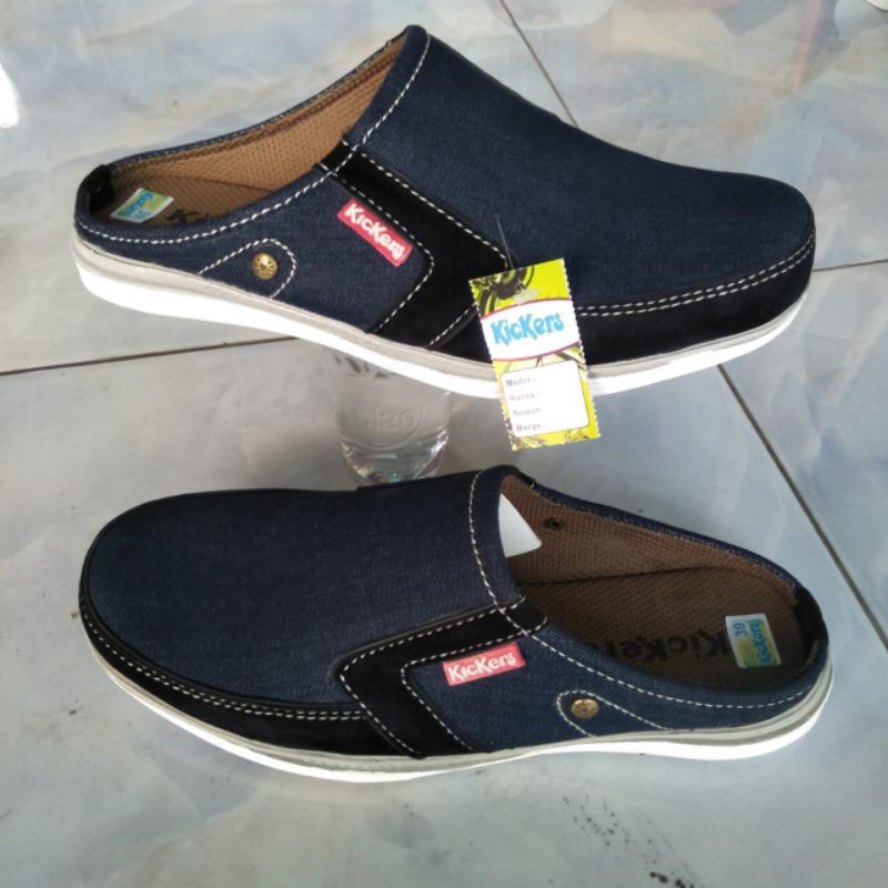 sepatu sandal casual slop kasual nyaman dipakai warna navy