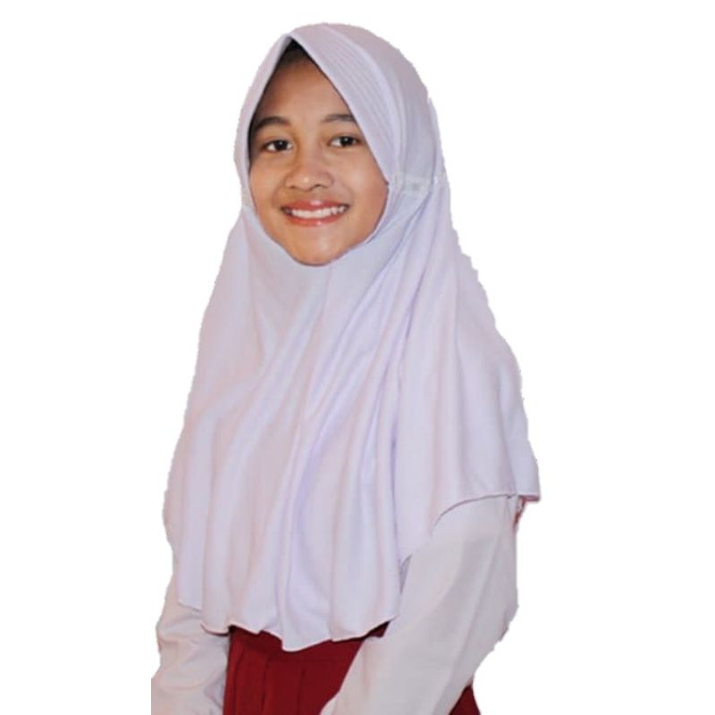 jilbab instan anak SD putih model serut