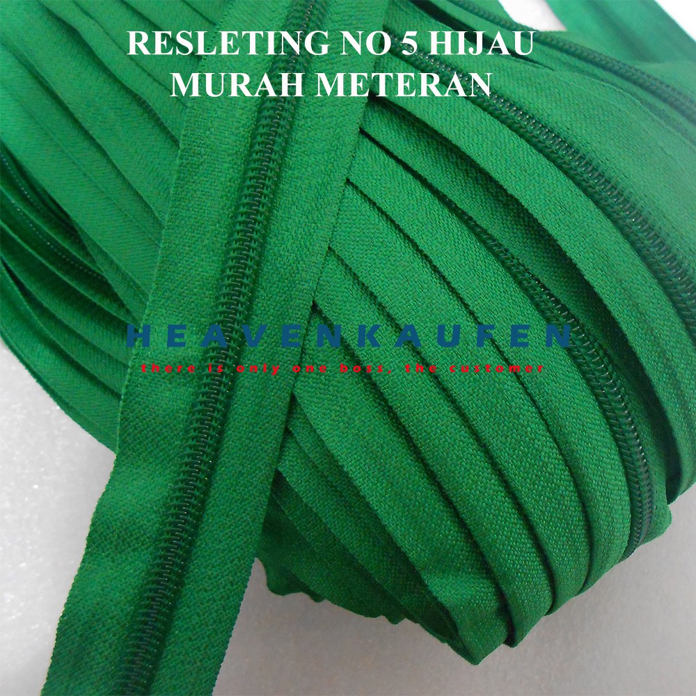 Resleting Zipper Hijau No 5 Murah Meteran