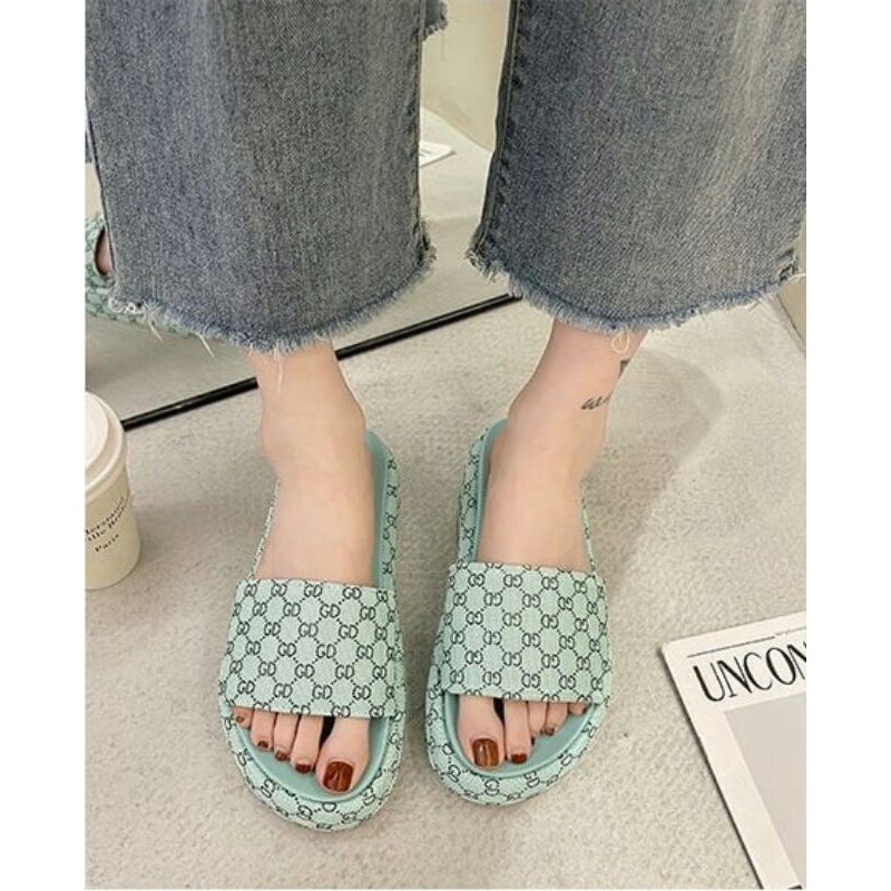 FLASH SALE! AGI0147 Sandal Slop Wanita Sandal Rumah Fashion Import GD Mesh Printing Ready Jakarta Bisa COD (NO BOX)