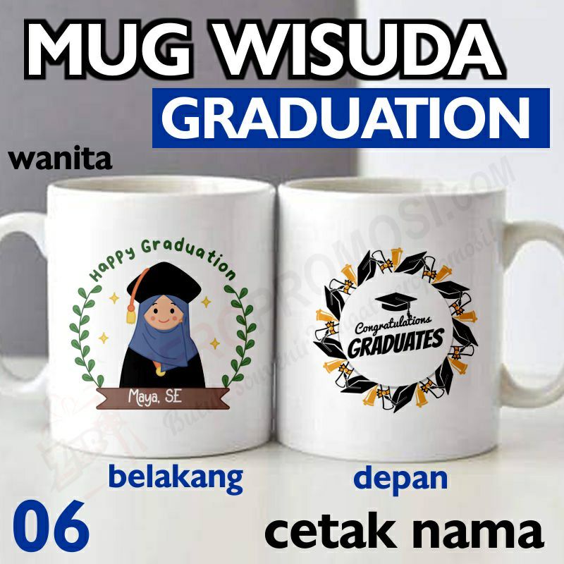 Mug Hadiah Wisuda Bisa Request Nama Dan Foto - Hadiah Custom Gift Graduation