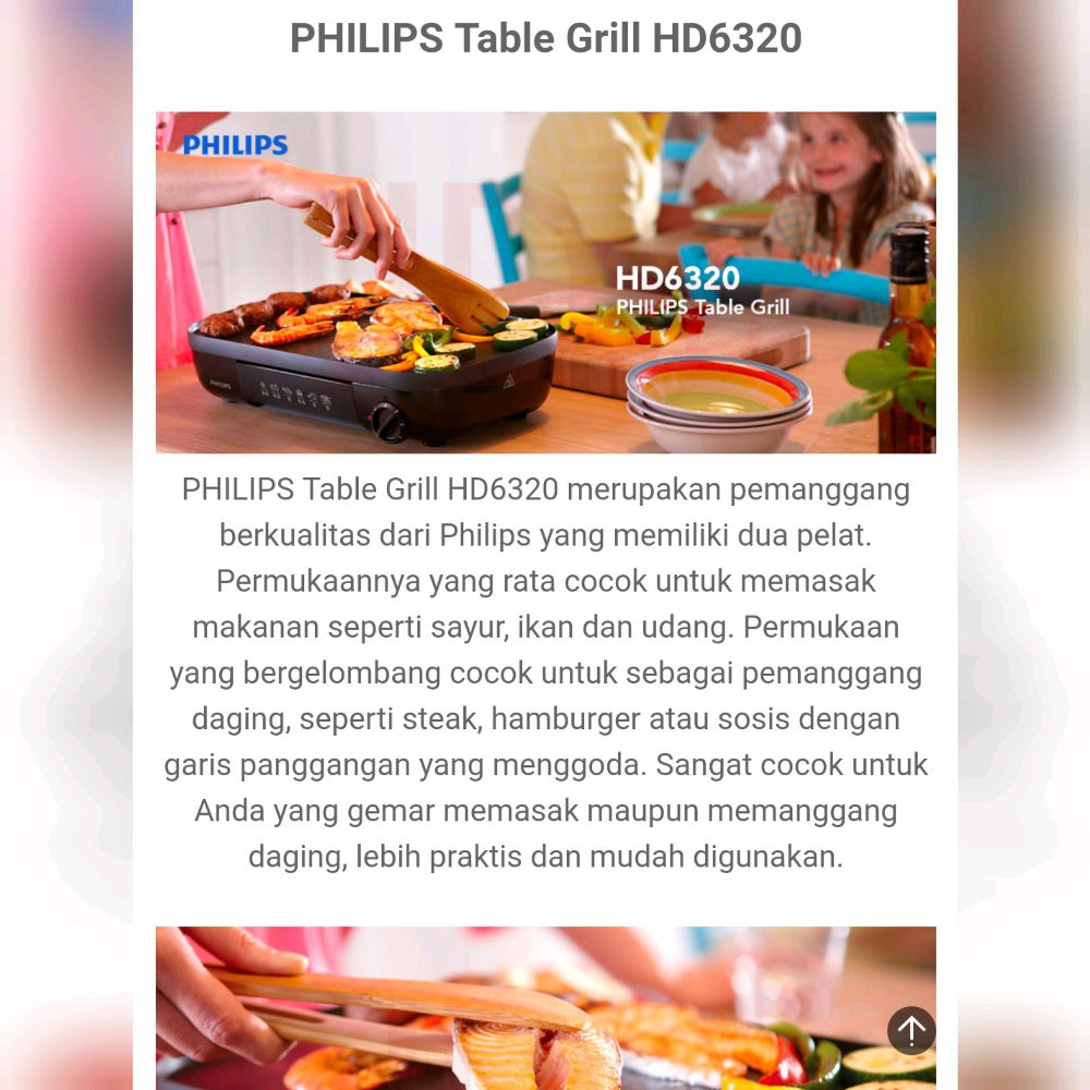 PHILIPS Table Grill HD6320 - Pemanggang Listrik HD 6320