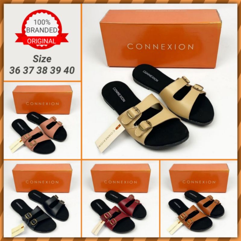 Sandal Slop Wanita Connexion Original Matahari Sendal Slip Selop Teplek Flat Cewek Casual Branded