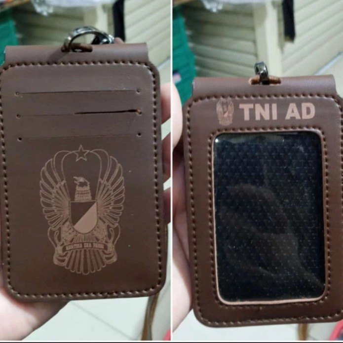 

tempat id card kulit model lipat TNI AD coklat