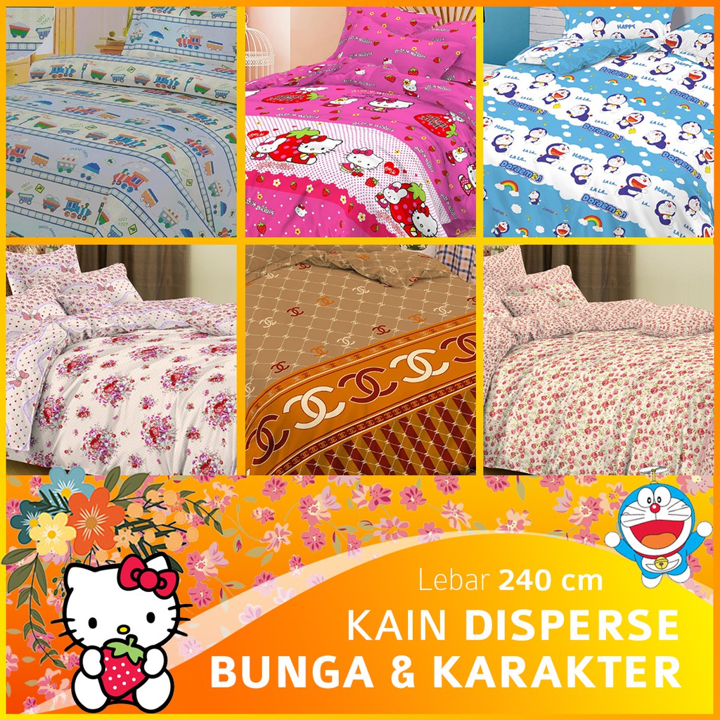 KAIN SPREI COMBED PIGMENT MIKROTEX MOTIF BUNGA ABSTRAK DAN