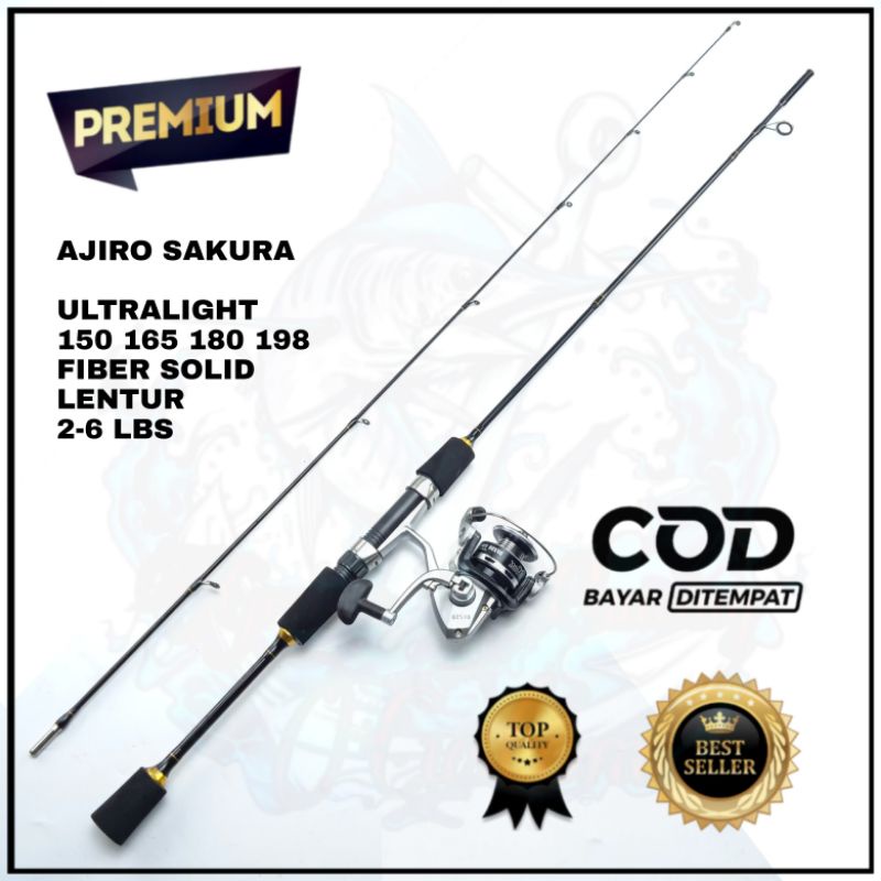 satu set joran pancing ultralight lentur fiber solid ajiro Sakura dps 150 165 180 198 cm