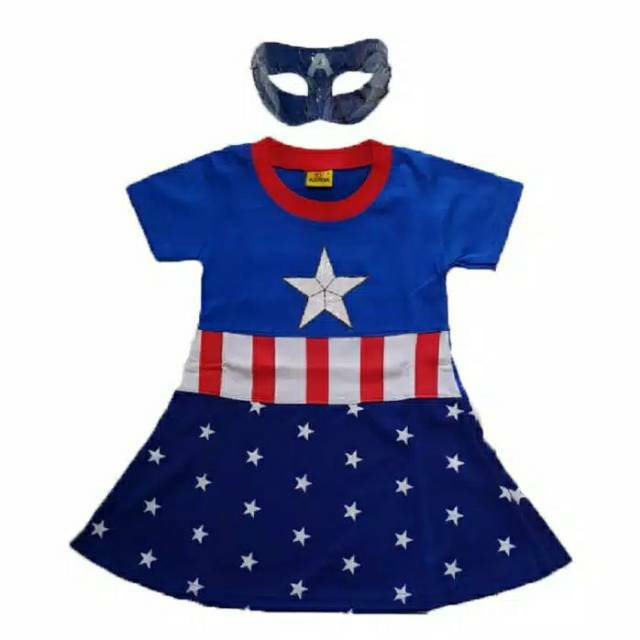 Kostum baju anak perempuan captain AMERICA GIRL