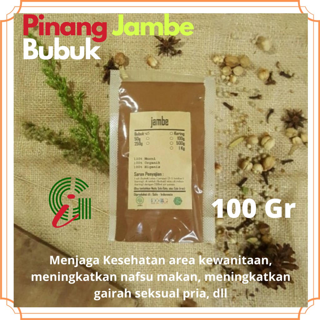 

OBAT VITALITAS PRIA!! Pinang Jambe Bubuk 100Gr, Areca Catechu, Obat Cacingan Bau Mulut