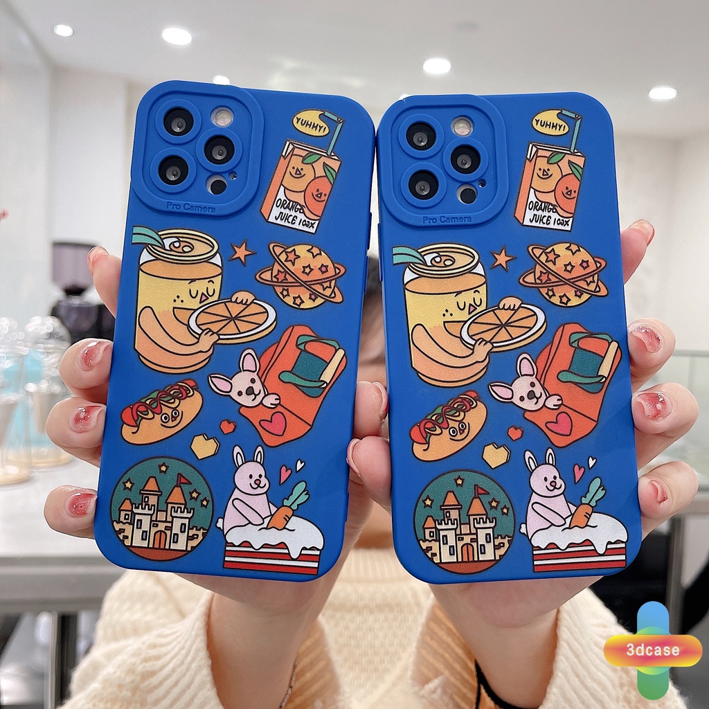 Klein Blue Soft Case Compatible For IPhone 7 Plus 11 6 6S 8 Plus XR 11 12 13 PRO MAX X XS MAX Se 2020 6SPlus 7Plus 6Plus 8Plus XSMAX Fashion Cartoon label Angel Eyes Camera Protector Case