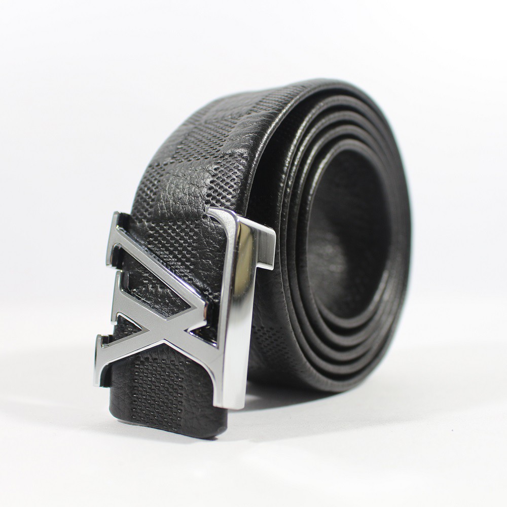 GESPER IKAT PINGGANG KULIT PRIA | LOUIS VUITTON LV 21 SILVER BLACK