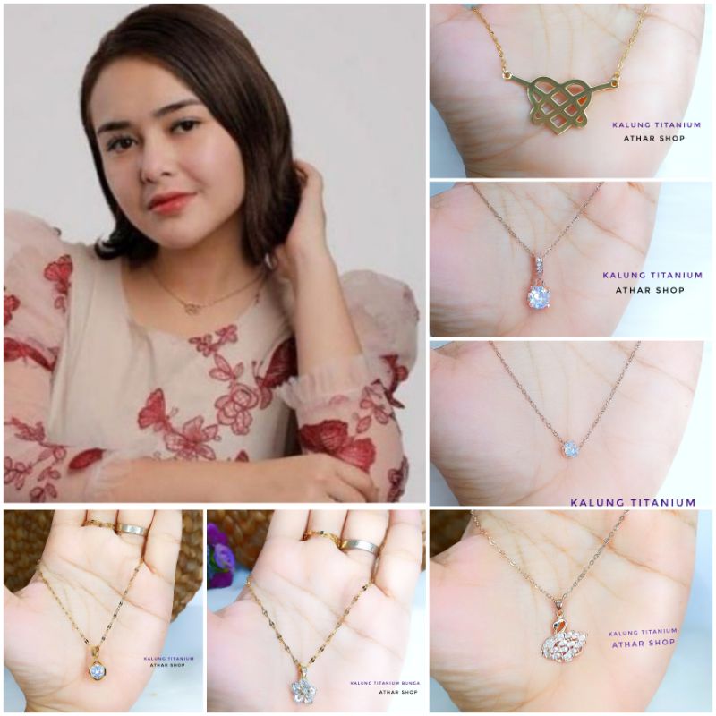 TITANIUM ASLI!!! KALUNG TITANIUM WANITA KUPU KUPU ATHAR SHOP BISA COD