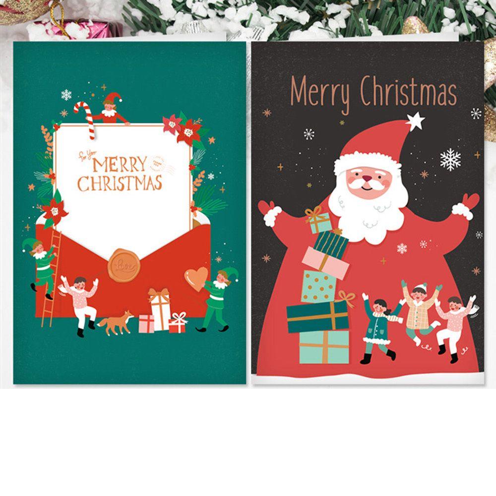 R-flower 8pcs/set Kartu Ucapan Natal Tahan Lama Happy New Year Warna Cerah Xmas Supplies