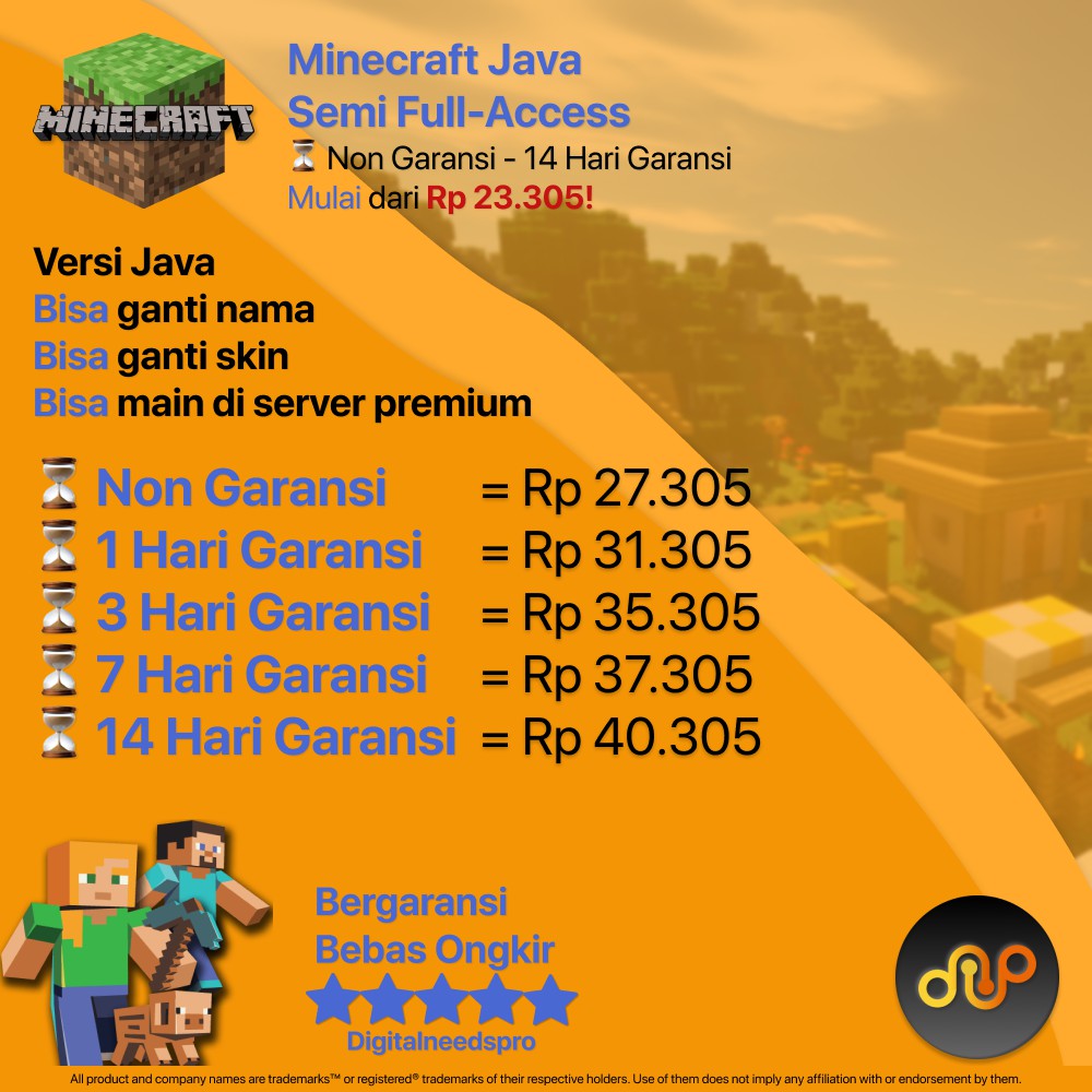 Bebas Ongkir Bergaransi Semi Access Premium Minecraft Java Accounts Shopee Indonesia