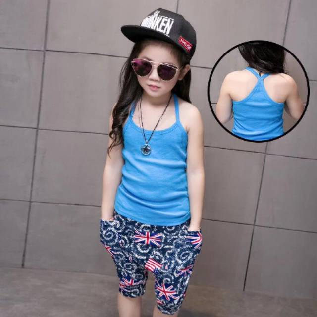 Singlet biru anak perempuan/kaos dalam anak perempuan/kaos dalam import/kaos dalam murah